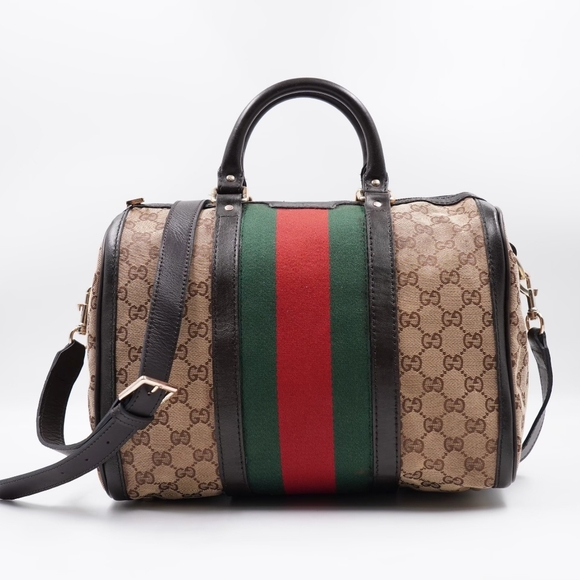 BE48 ❣️ GUCCI GG Monogram Vintage Web Boston - Picture 1 of 16